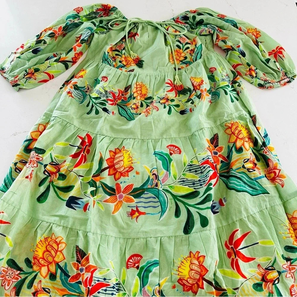Farm Rio x Anthropologie Off-The-Shoulder Tiered Floral Midi Dress | NEW | XXS - Picture 6 of 11